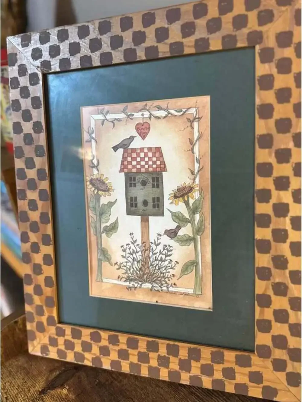 Set of 3 Primitive Birdhouse Framed Art Prints